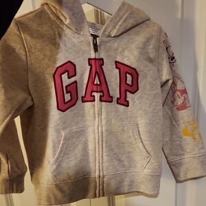 GAP Kids Light Gray Hoodie with Pink And Yellow Details Size 3 Years
